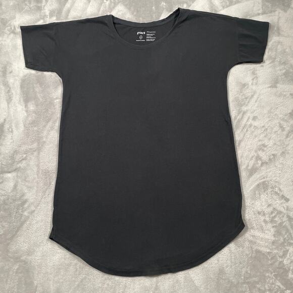 Pact T Shirt Dress Womens Medium Black Organic Cotton Tunic Length Casual Lounge - Picture 1 of 7